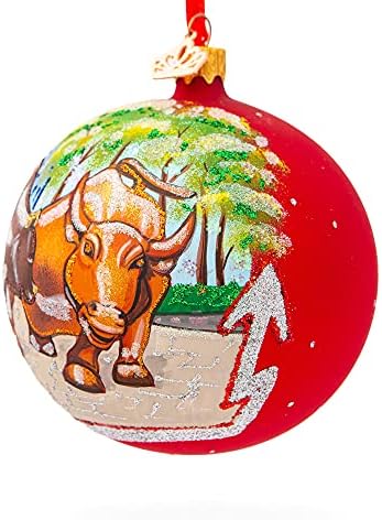 Мечка и бик на божиќен украс на Вол Стрит стаклена топка 4 инчи