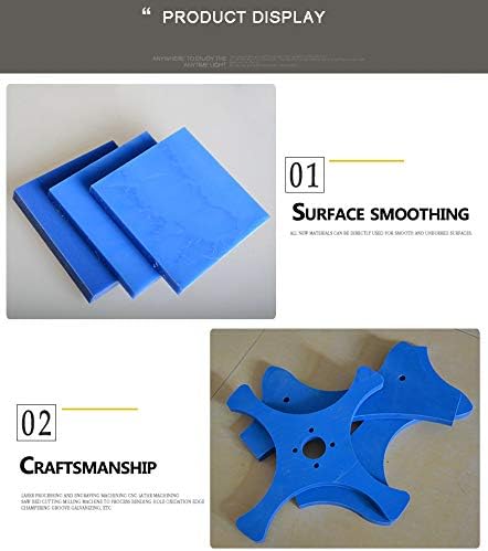 Sqinaa Полиамидна плоча Сила Висока леано најлонска големина PA лист 12x12 инчен сина боја за DIY алатки за градежни делови,