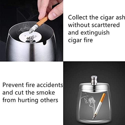 Xbwei на отворено пепелник со капак за цигари од не'рѓосувачки челик ветровитофон изолационен пепел за надворешна домашна маса