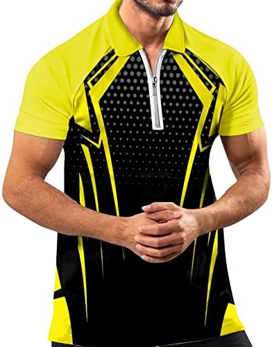 Hddk mens кратки ракави патент Поло кошули спортски тениски ленти апстрактни врвови за голф врвови летни зип врат -обична кошула