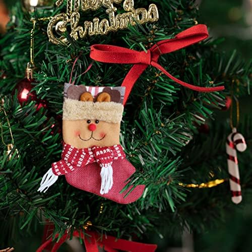 Ксиос Божиќна декорација 2022 Божиќни чорапи што висат чорапи за камин дрво украси чорап торба торбичка торбичка торбичка со