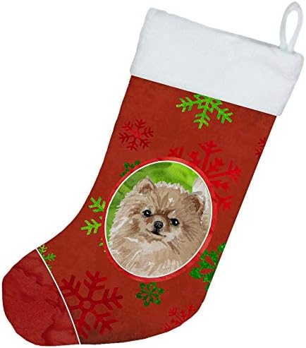Каролина богатства CK3997CS Божиќни снегулки Померански Божиќно порибување, камин што виси чорапи Божиќна сезона Декора за украси