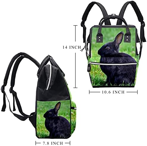 Црн див зајак зајак зелена патека торба за пелена ранец бебе бебе, менување торби со повеќе функции торба за патување со голем