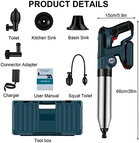 Електрични тоалети Srhimeos, чистач на Blaster Blaster со висок притисок со алатки, преносен клип на воздухот, деблокатор, погоден