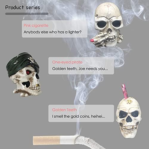 Плашлив човечки череп пепелник со корица за застрашувачки украси за Ноќта на вештерките и декоративни черепи и скелети фигурини