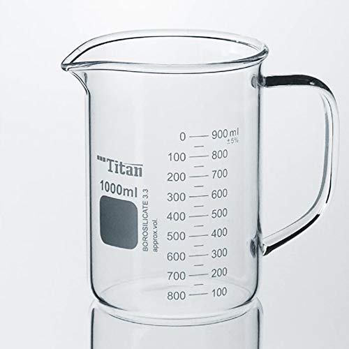 Адамас-Бета стаклена чаша со рачка, мерна чаша, чаша од чаша со истурање на плука, 1000 мл
