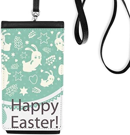 Среќен Велигденски ден зелена боја зајаче телефонска паричник чанта што виси мобилна торбичка црн џеб