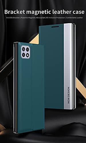 Isnzaq Samsung Galaxy A22 5G Flip Телефон Случај, Хард СТП + Tpu Кожа Мода Тенок Удар Отпорни Магнетни Целосна Тело Заштитни