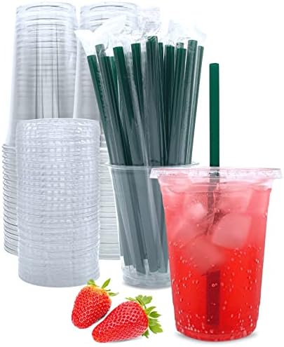 Атриет 20 Мл Исчистете Пластични Чаши Со Капаци И Сламки, Шолји За Кафе За Еднократна Употреба 25 Комплети