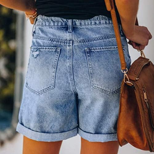 Фармерки за кратки нозе големи бутовите случајни модни секси женски џеб фармерки дупка женски тексас шорцеви дното панталони