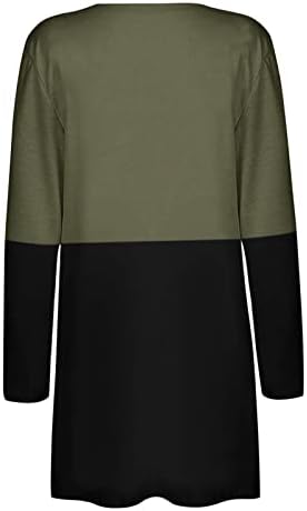 Blockенски блок во боја Отворен преден преден кардиган случајна долга ракав за надворешни работи, лесни пријатни џемпери со