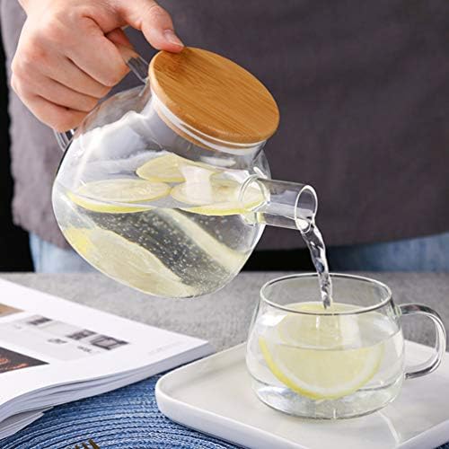 Хемотон Јапонски чај сет стаклен чајник со стаклен чај со чај од калем со голем лабав лабава чајници со лив со бамбус за домашна