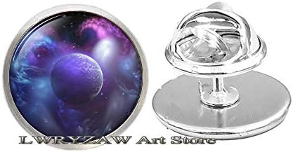 Galaxy Purple Planet, вселенски пин, вселенски накит, стаклен уметнички пин, галакси брош, вселенски брош, пин за слики, накит