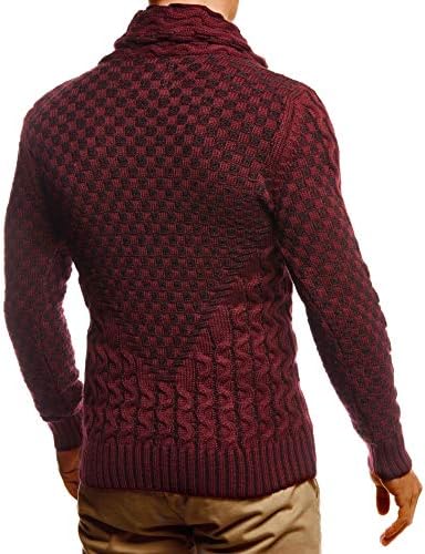 Плетен пулвер на Машкиот Леиф Нелсон | Тенок кошула со долги ракави | Основна маичка со јака од шал и кожна кожа