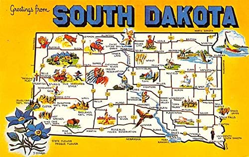 Поздрави од Јужна Дакота од, разгледници на SD South Dakota SD