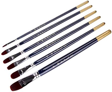Wxbdd 6pcs/Поставете дрвена рачка акварел боја Пенка за пенкало за бои четка најлонска коса темно сина дрвена рачка мултименска