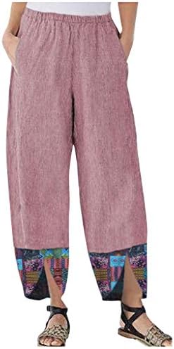 Ruziyoog жени памучни постелнини панталони еластични високи половини широки нозе долга салон палацо џемпери летни обични лабави