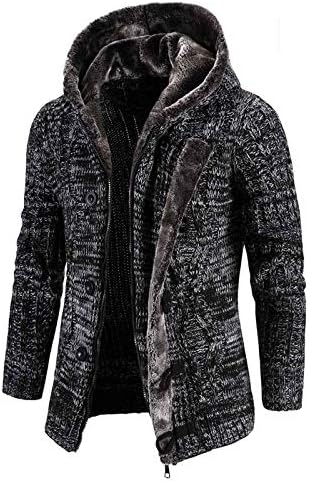ADSSDQ Отворена матурска зимска долга ракав Овер -палто Мажи модерни обични плетени копчиња за надворешна облека за удобност