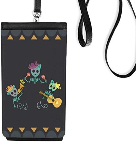 Насликан Мексико Undead Фестивал на фестивал Телефонски чанта што виси мобилна торбичка со црн џеб