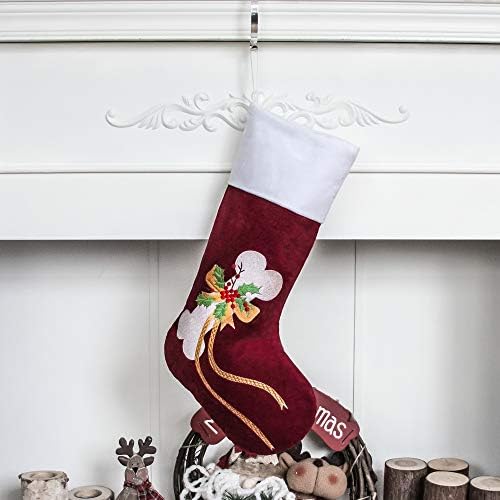 Гекс Божиќни чорапи за кучиња мачки миленичиња 22 Голем ватиран обложен везел луксузен прекрасен кадифе виси украси украси за