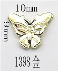 50 парчиња/пакет Јапонија Кореја легура на легури за нокти делови за чаршии Декос злато сребрена шуплива пеперутка пчела 3Д