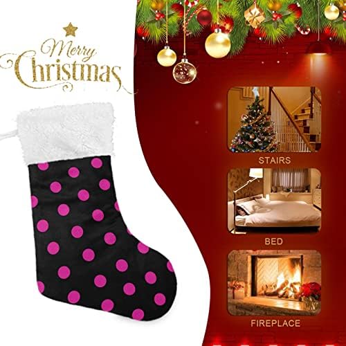 Hjjkllp црна со розови пол -точки Божиќни чорапи Големи бонбони чорапи ползови Деца симпатична персонализиран чорап со кристално
