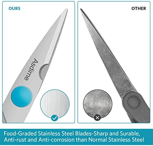 Ножици на Асдирн, кујнски ножици со остри сечила од не'рѓосувачки челик и меки рачки, сите ножици за намена, 2 парчиња, 8,5