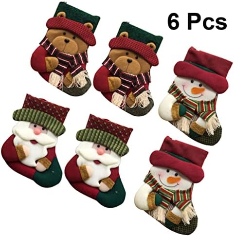 Topbathy Santa gails Sack 6pcs Божиќни чорапи подароци торба снежен човек Санта елк бонбони чорапи бонбони торби Божиќ виси