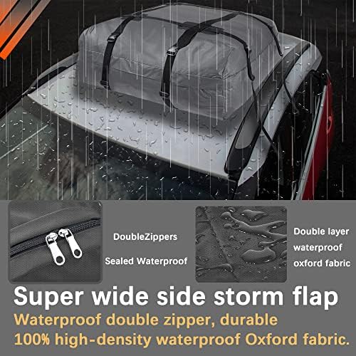 Croffoffoft Cargo носител, PI Store Водоотпорна торба за покриви со автомобили со заштитна матка, дополнителни 15 кубни носачи